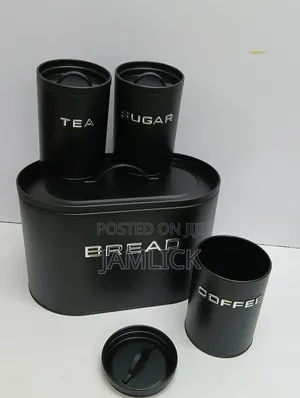 Alloy Unique Elegant Bread Storage Bin + 3pcs Canisters Set - Bz