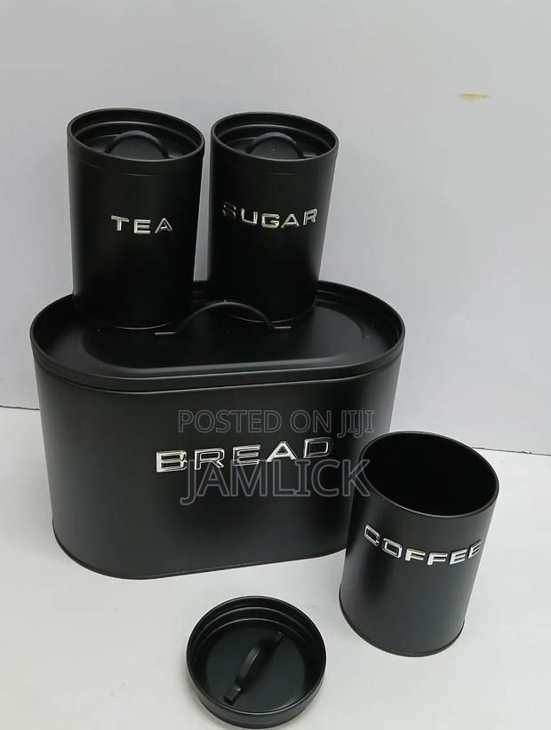 Alloy Unique Elegant Bread Storage Bin + 3pcs Canisters Set - Bz - main view
