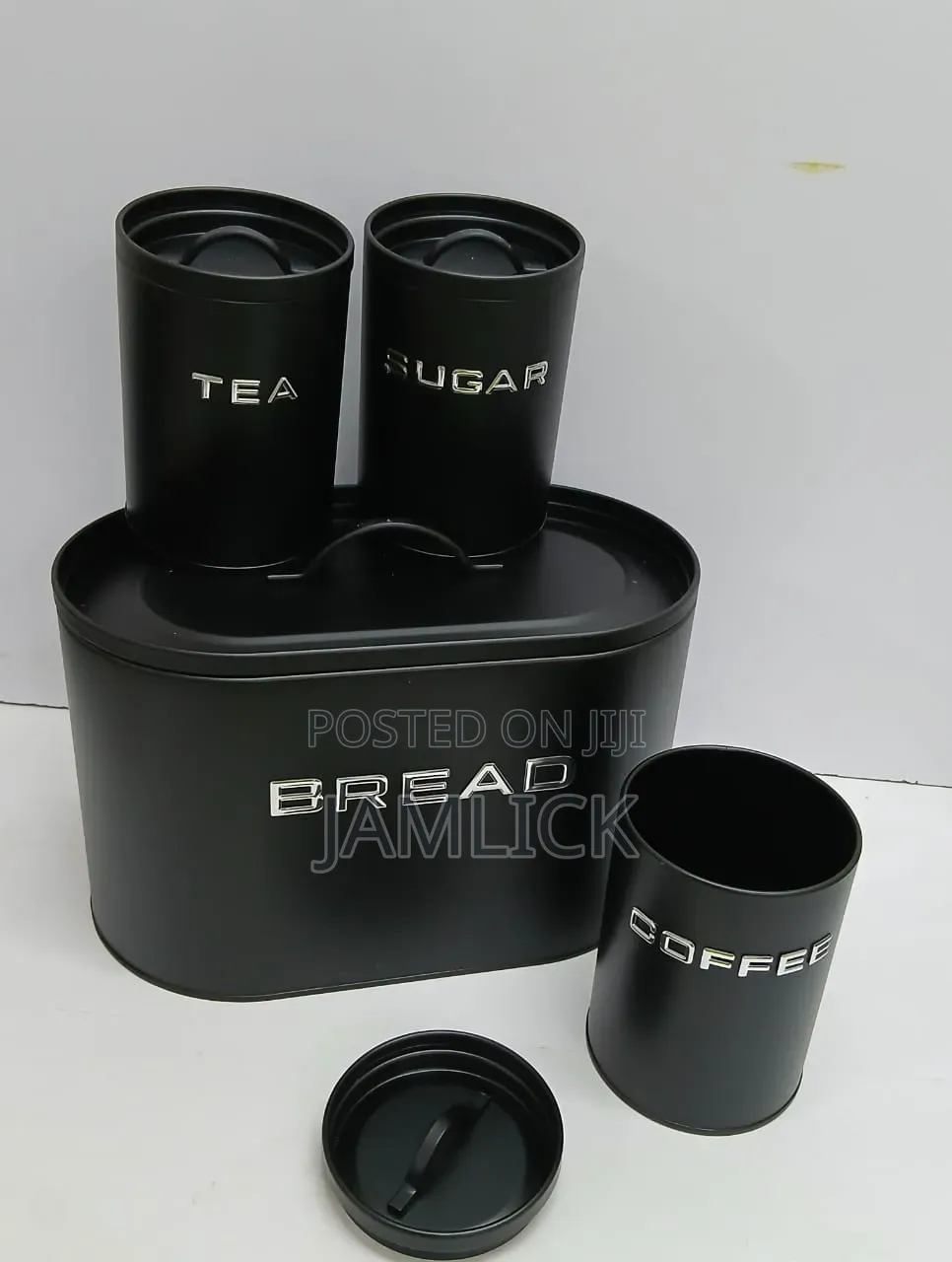 Alloy Unique Elegant Bread Storage Bin + 3pcs Canisters Set - Bz
