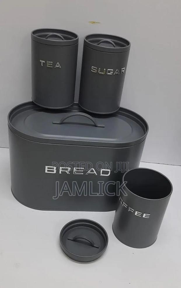 Alloy Unique Elegant Bread Storage Bin + 3pcs Canisters Set - Bz - thumbnail 2