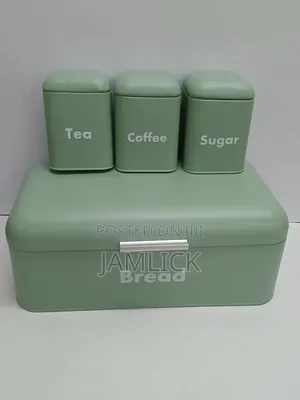 Elegant Bread Storage Bin + 3pcs Canisters Set - Bz