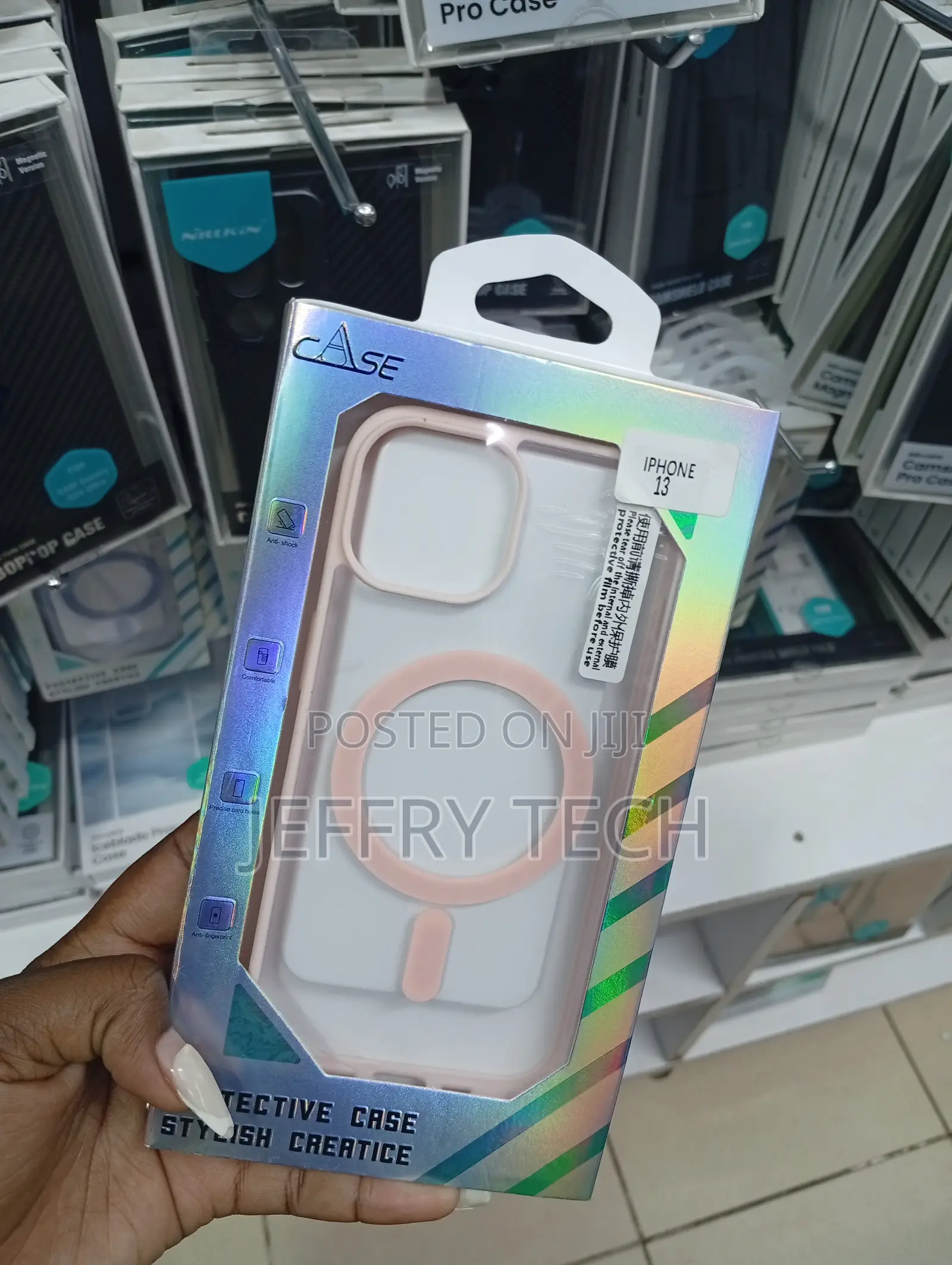 iPhone 13 Prominent Pink Magnetic Ring on the Back Case