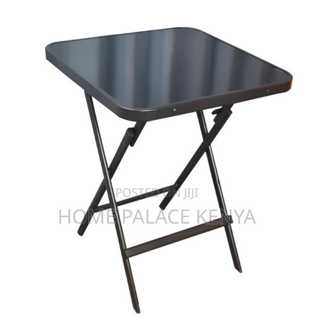 Outdoor Table: Square Black Mirror Glass Foldable Table - thumbnail 3