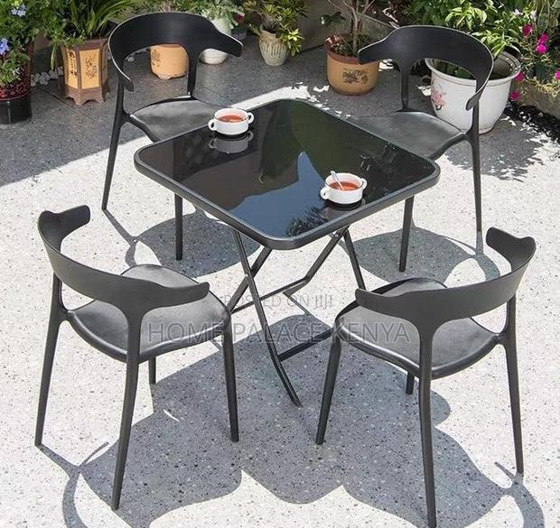 Outdoor Table: Square Black Mirror Glass Foldable Table - thumbnail 6