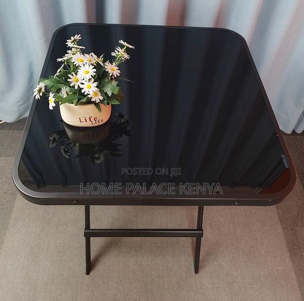 Outdoor Table: Square Black Mirror Glass Foldable Table - thumbnail 8