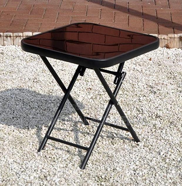 Outdoor Table: Square Black Mirror Glass Foldable Table - thumbnail 9
