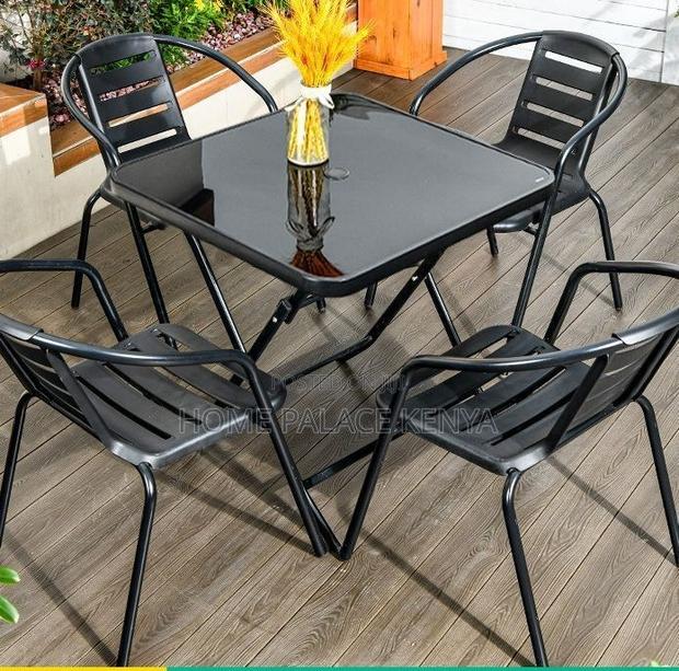 Outdoor Table: Square Black Mirror Glass Foldable Table - thumbnail 10