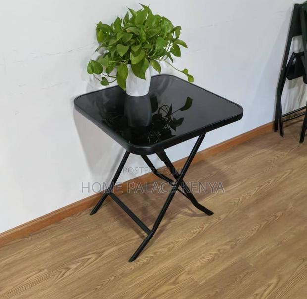 Outdoor Table: Square Black Mirror Glass Foldable Table - thumbnail 14
