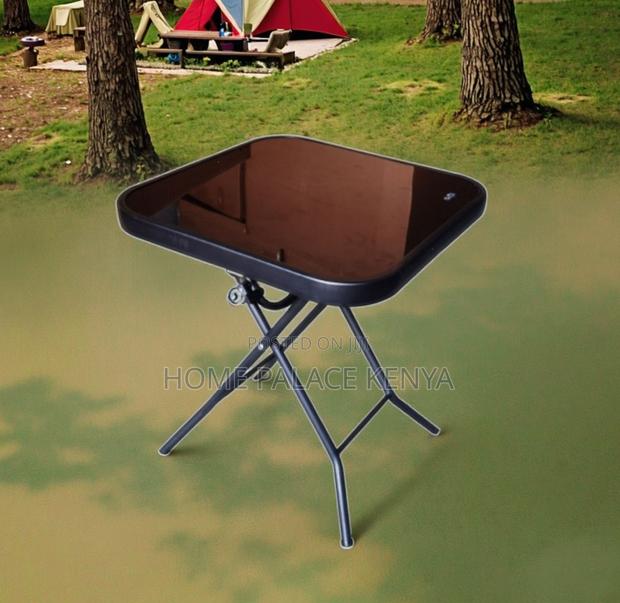 Outdoor Table: Square Black Mirror Glass Foldable Table - thumbnail 15