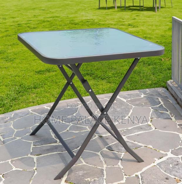 Outdoor Table: Square Black Mirror Glass Foldable Table - thumbnail 16