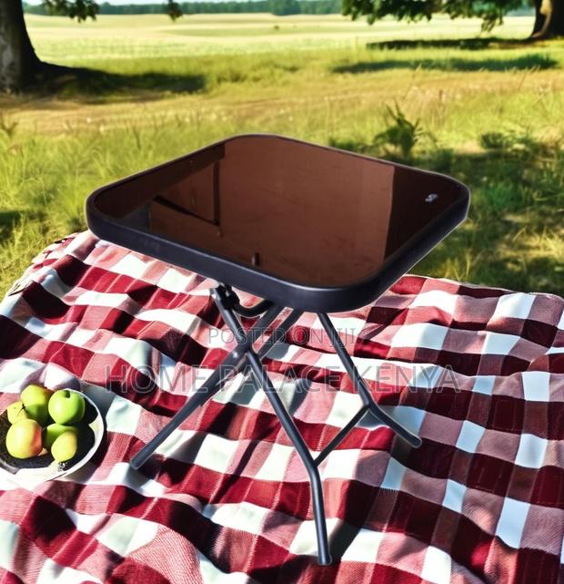 Outdoor Table: Square Black Mirror Glass Foldable Table - thumbnail 18