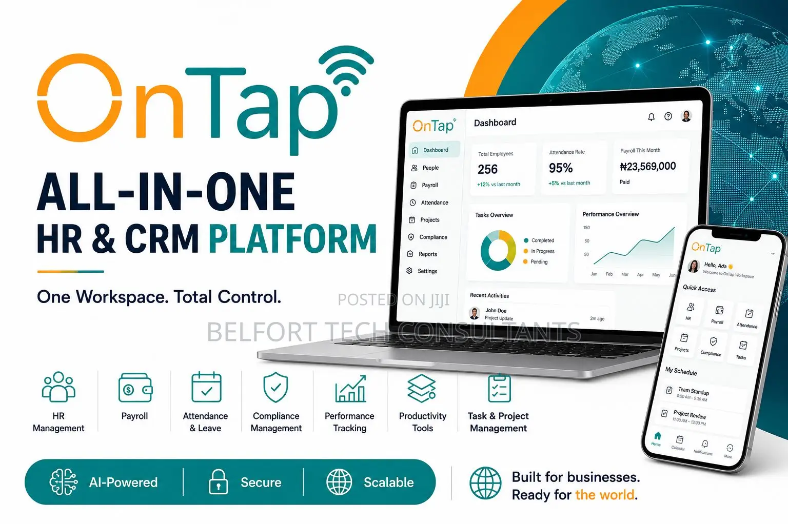 Hr, Payroll, Attendance, Tasks, Projects, Compliance, Digital Identity