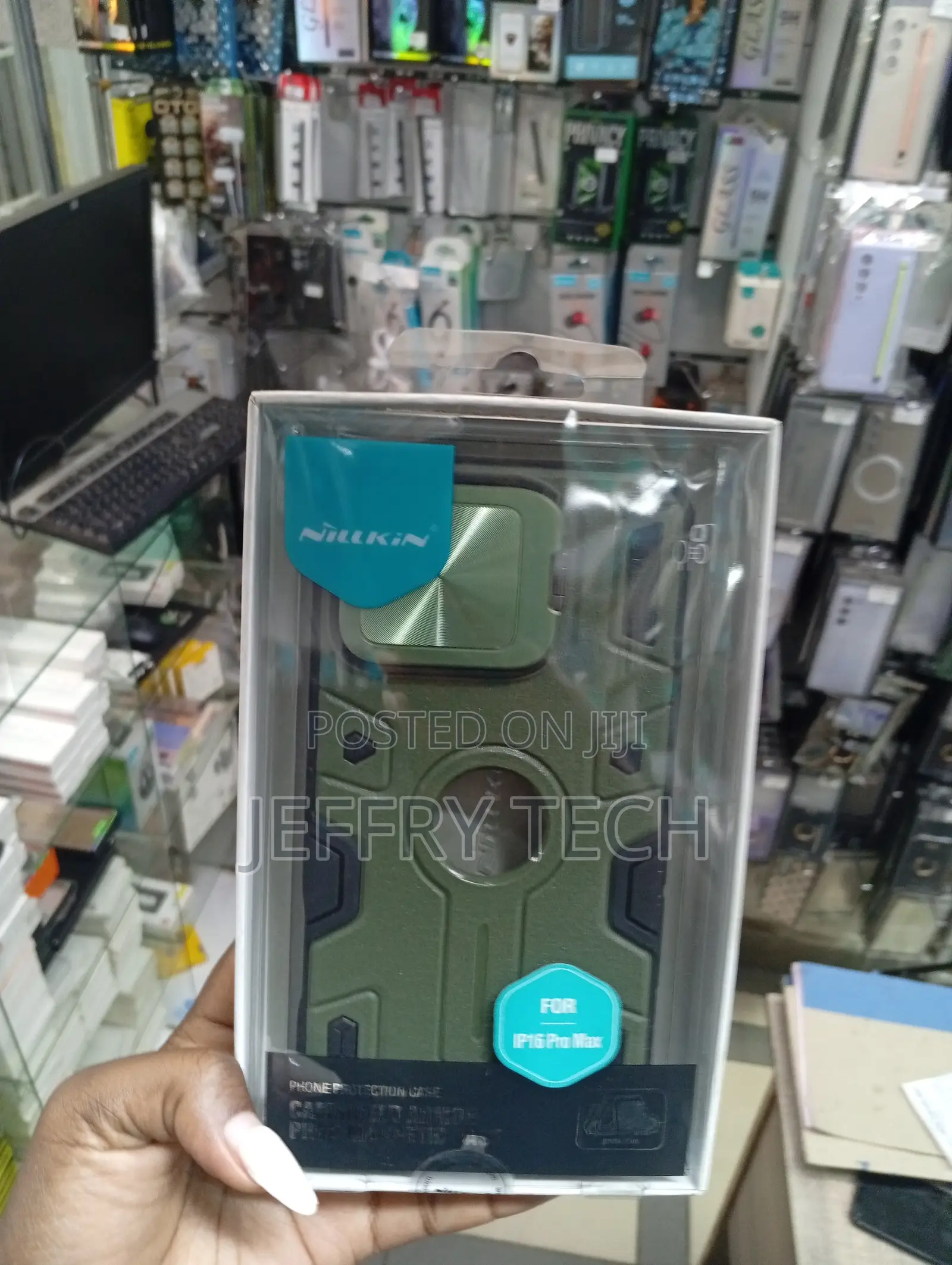 iPhone 15 Pro Max in Green Sliding Metal Cover