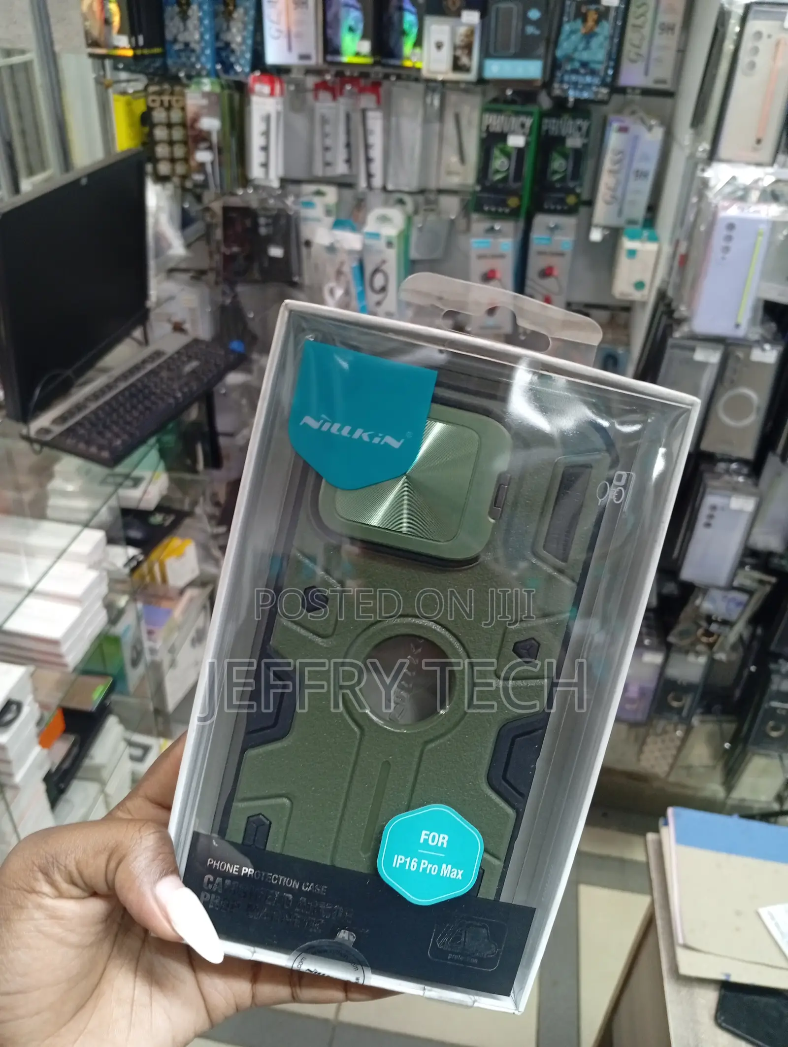 iPhone 15 Pro Max in Green Sliding Metal Cover