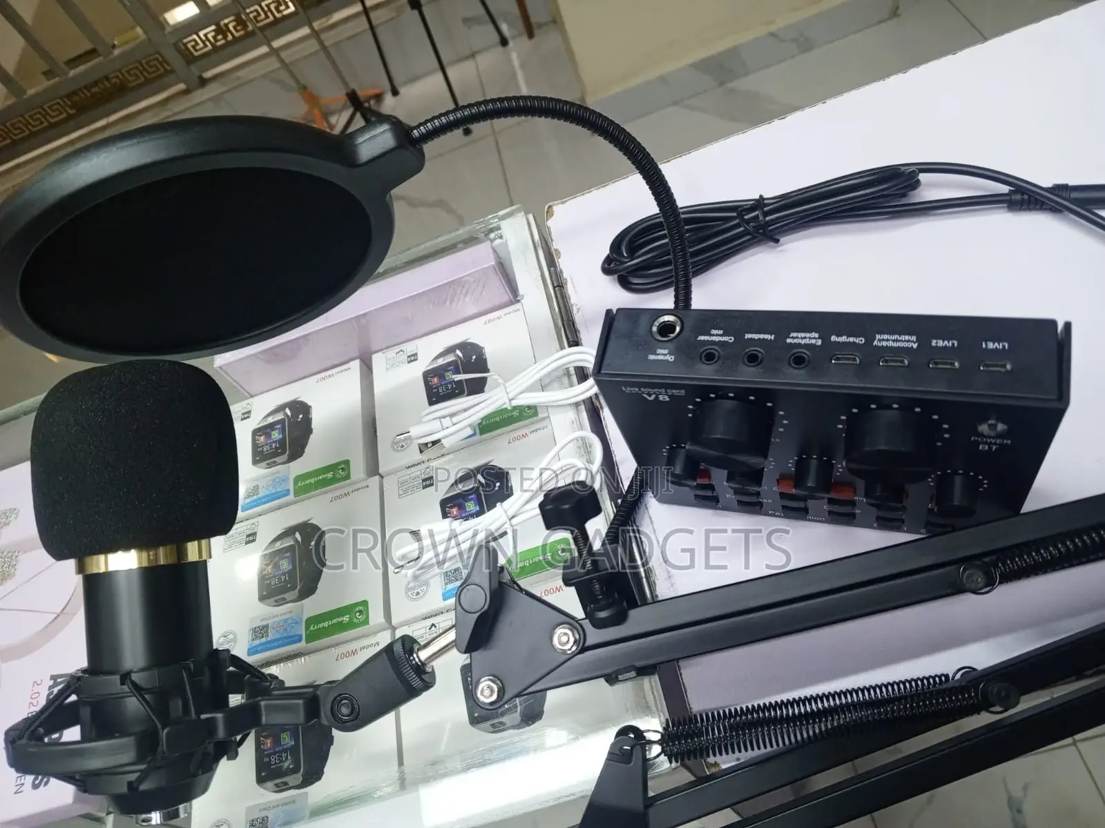 Bm-800 Microphone Set With Arm Stand V8 Audio Interface