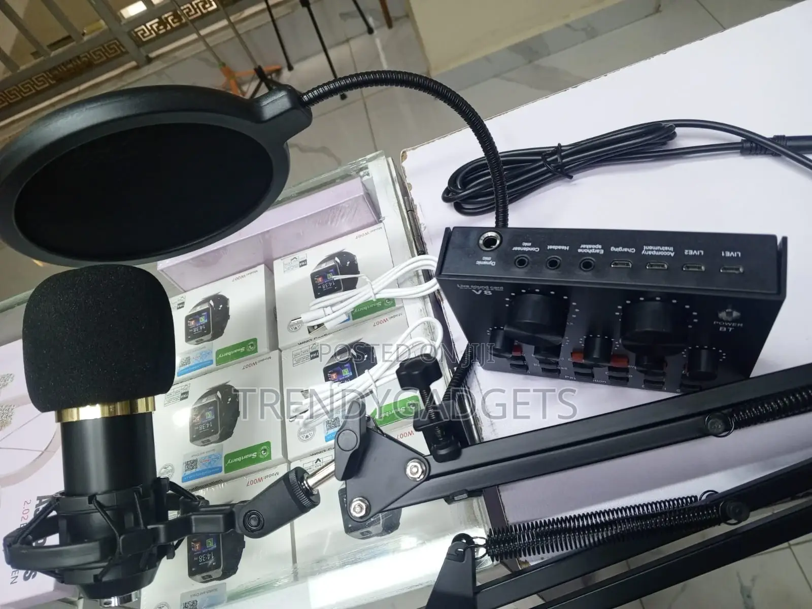 Bm-800 Microphone Set With Arm Stand V8 Audio Interface