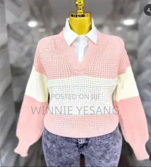 Color Block v - Neck Knit Sweater