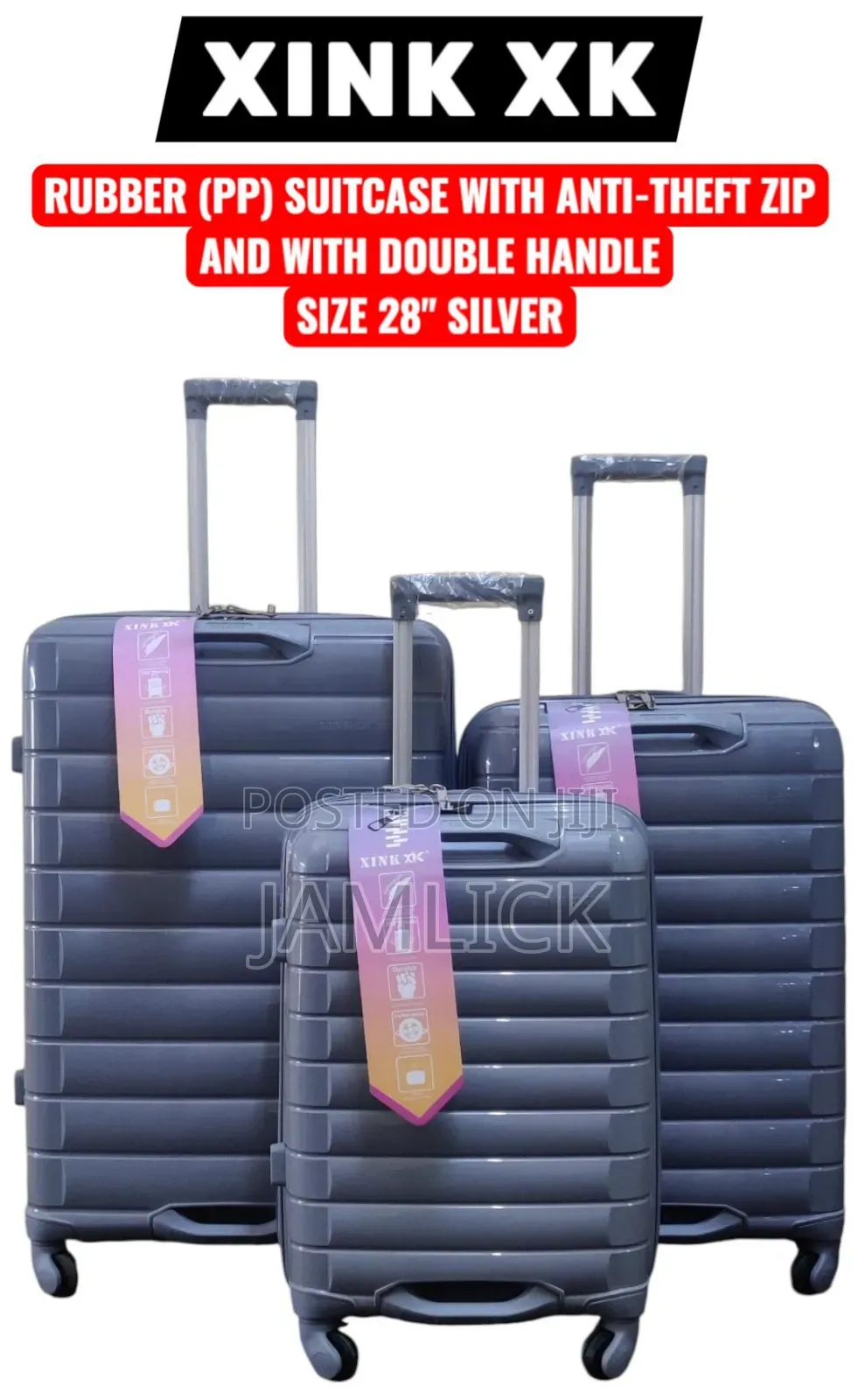 Xink Xk 3pcs Rubber Double Handle Travel Suitcase Set