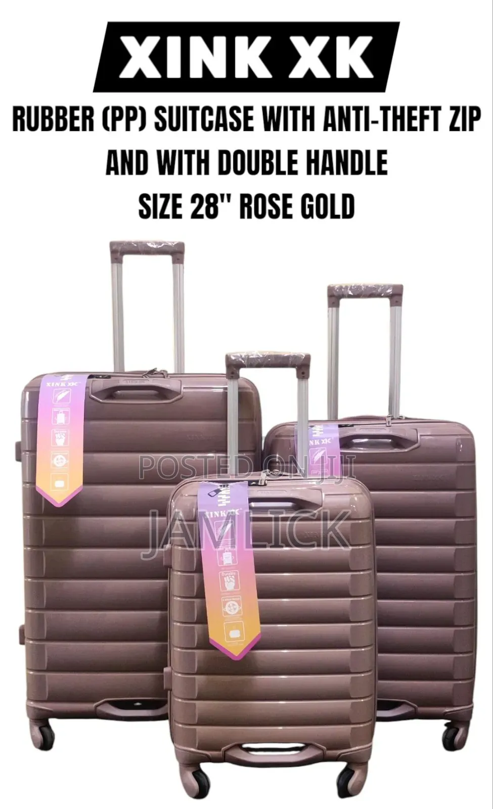 Xink Xk 3pcs Rubber Double Handle Travel Suitcase Set