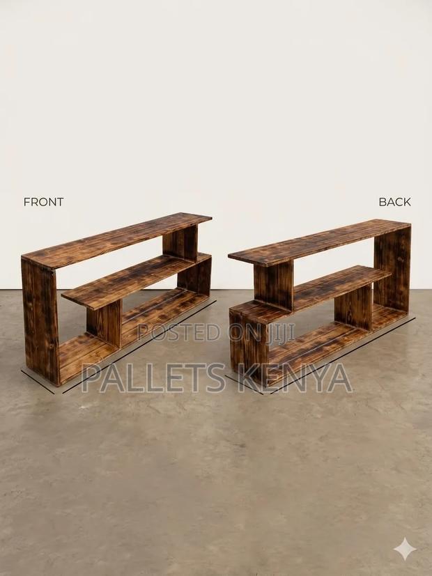 Tv Stand- Blazed Pallet Tv Stand, Rustic Modern Design.