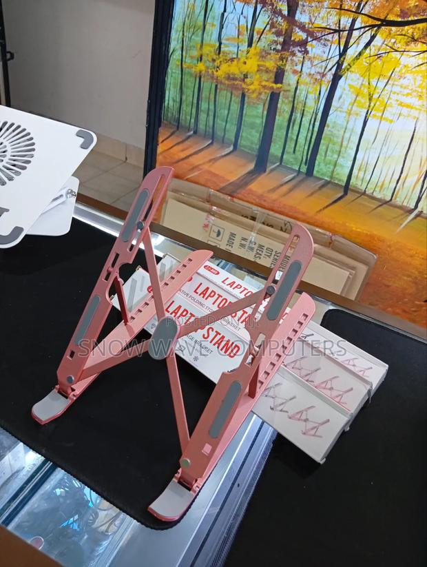 Metallic Foldable Pink Laptop Stand - main view