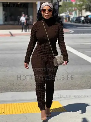 Women's Skinny Polyester Jumpsuit With High Waist and Ankle-Length