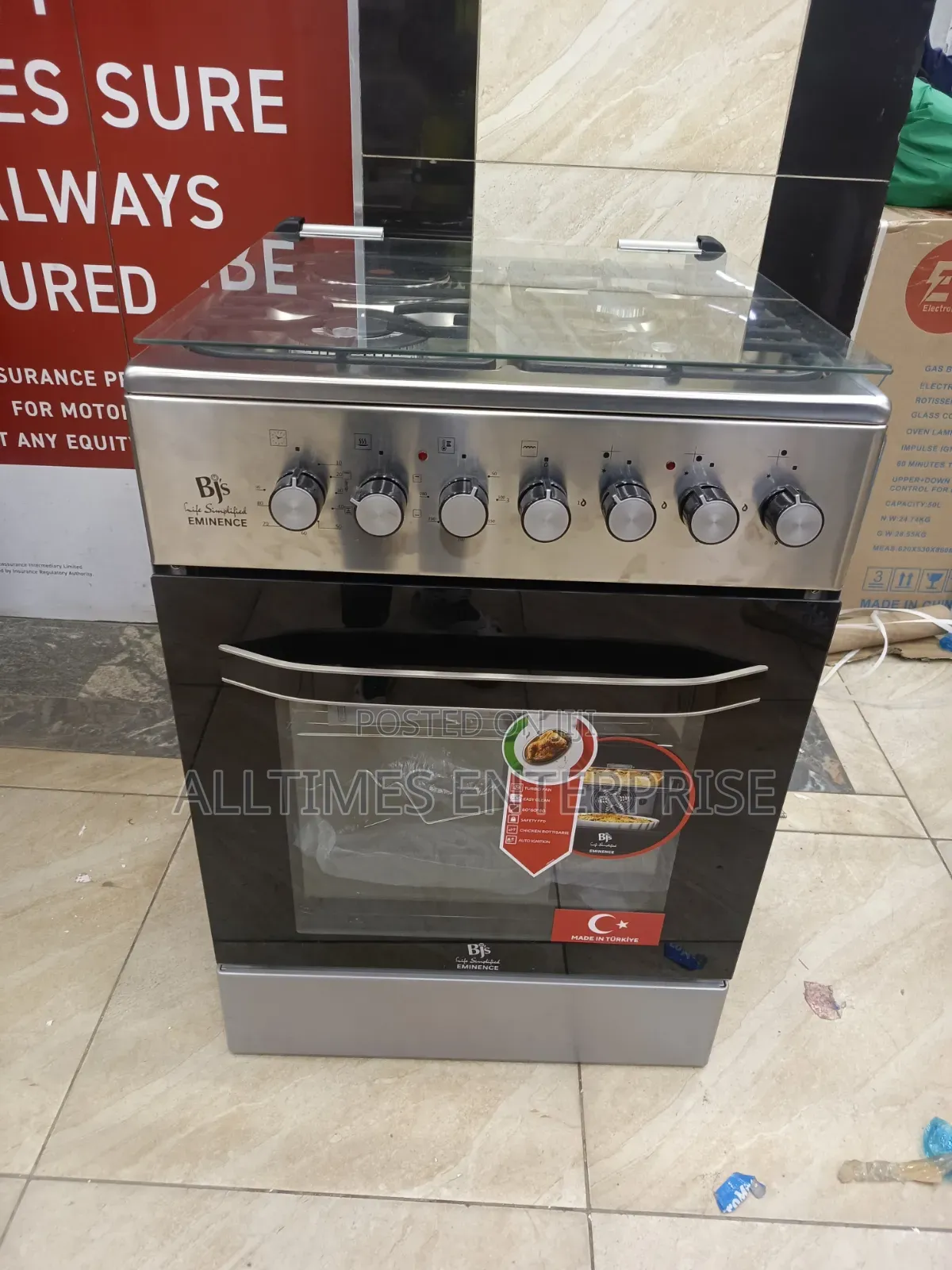 Bj's I-6011t Standing Cooker 60x60cm 3g+1e Silver Electric Oven
