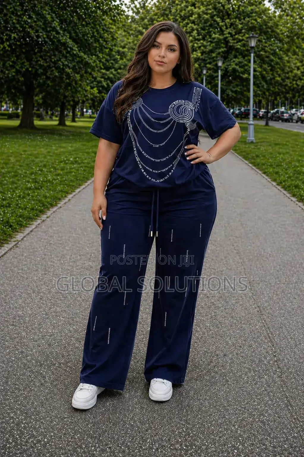 Women's Plus Size Jewelled Loose Blouse Set With Rhinestone