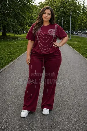Women's Plus Size Jewelled Loose Blouse Set With Rhinestone