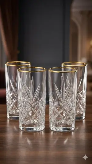 6pcs Traditional Dublin Crystal Cut Diamond and Leaf Pattern, Glasses