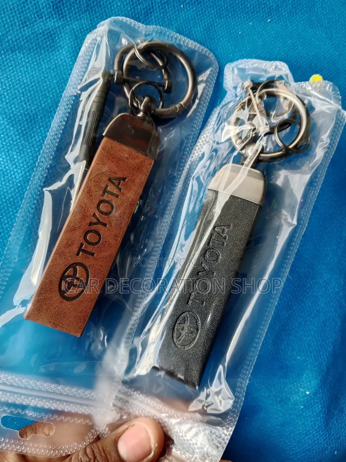 Black or Brown Leather Key Holder Strap for Toyota Models