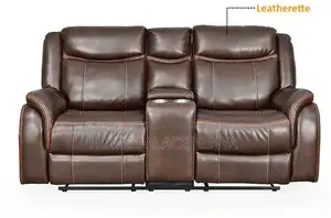 Recliner Sofa: 2 Seater Leather Recliner With Console