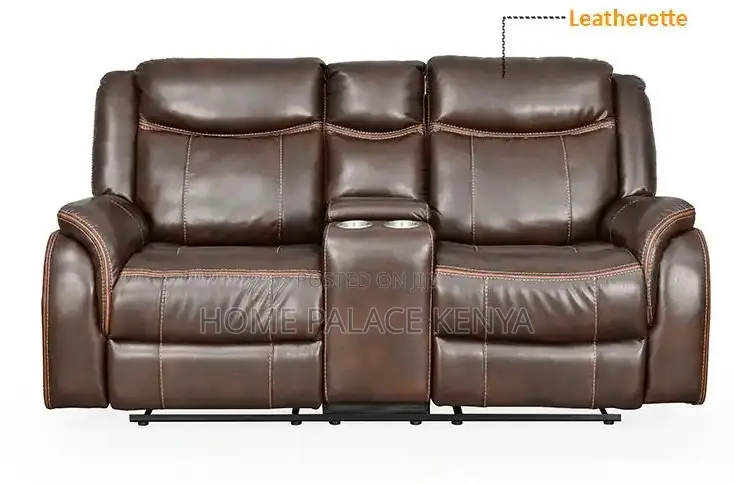 Recliner Sofa: 2 Seater Leather Recliner With Console