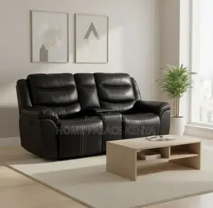 Recliner Sofa: 2 Seater Leather Recliner With Console