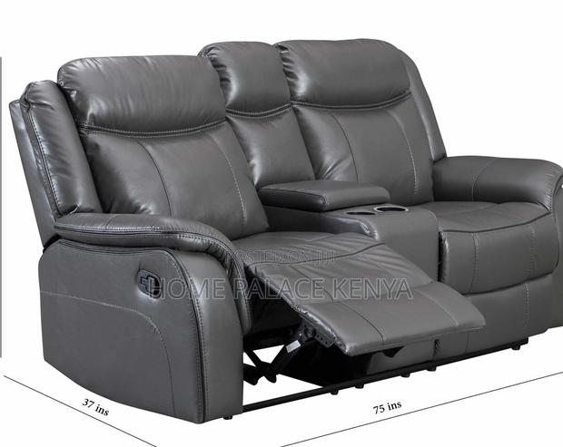 Recliner Sofa: 2 Seater Leather Recliner With Console - thumbnail 7