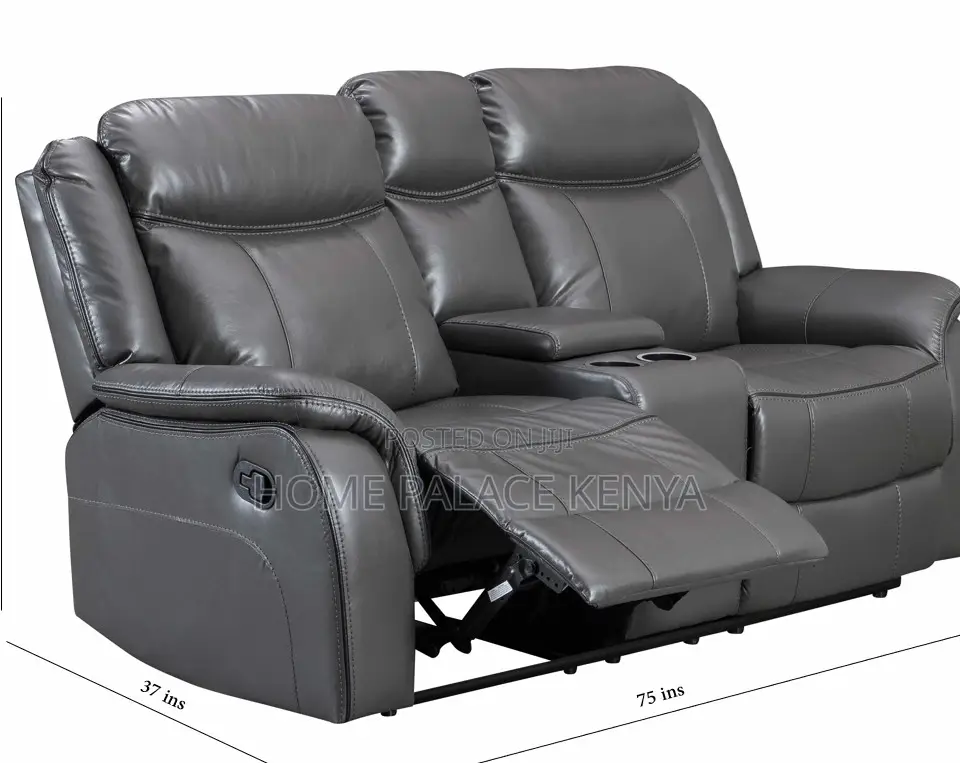 Recliner Sofa: 2 Seater Leather Recliner With Console