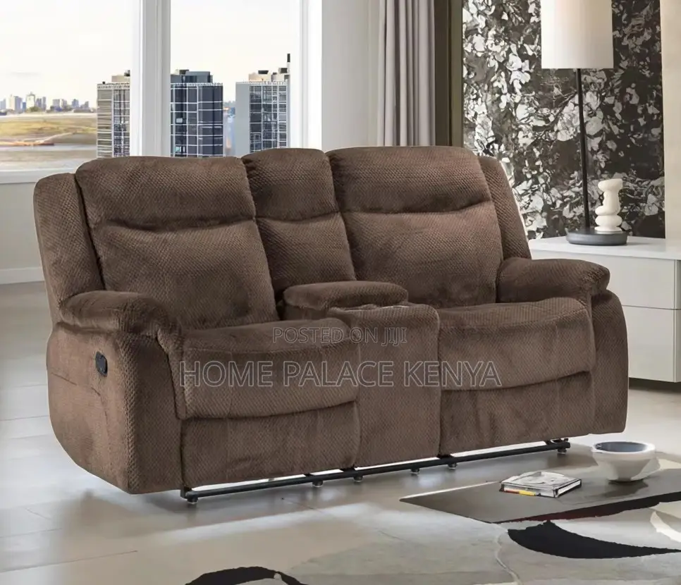 Recliner Sofa: 2 Seater Leather Recliner With Console