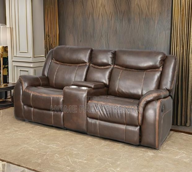 Recliner Sofa: 2 Seater Leather Recliner With Console - thumbnail 10