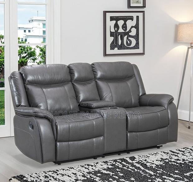 Recliner Sofa: 2 Seater Leather Recliner With Console - thumbnail 11