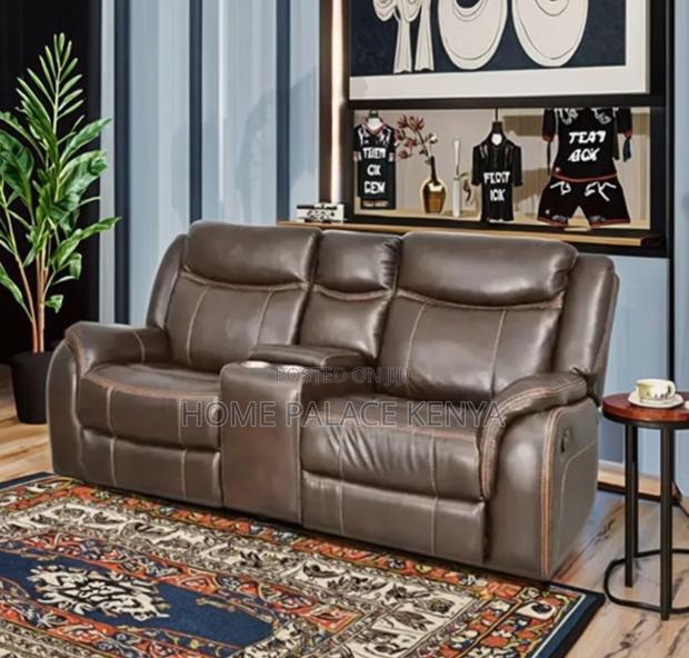 Recliner Sofa: 2 Seater Leather Recliner With Console - thumbnail 12