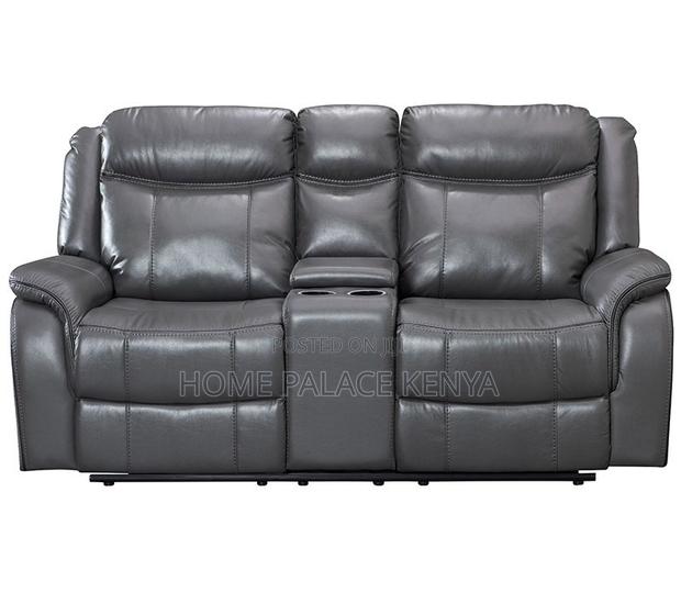 Recliner Sofa: 2 Seater Leather Recliner With Console - thumbnail 13