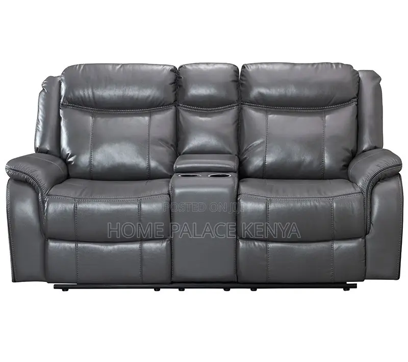 Recliner Sofa: 2 Seater Leather Recliner With Console