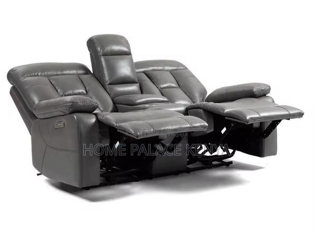 Recliner Sofa: 2 Seater Leather Recliner With Console - thumbnail 14