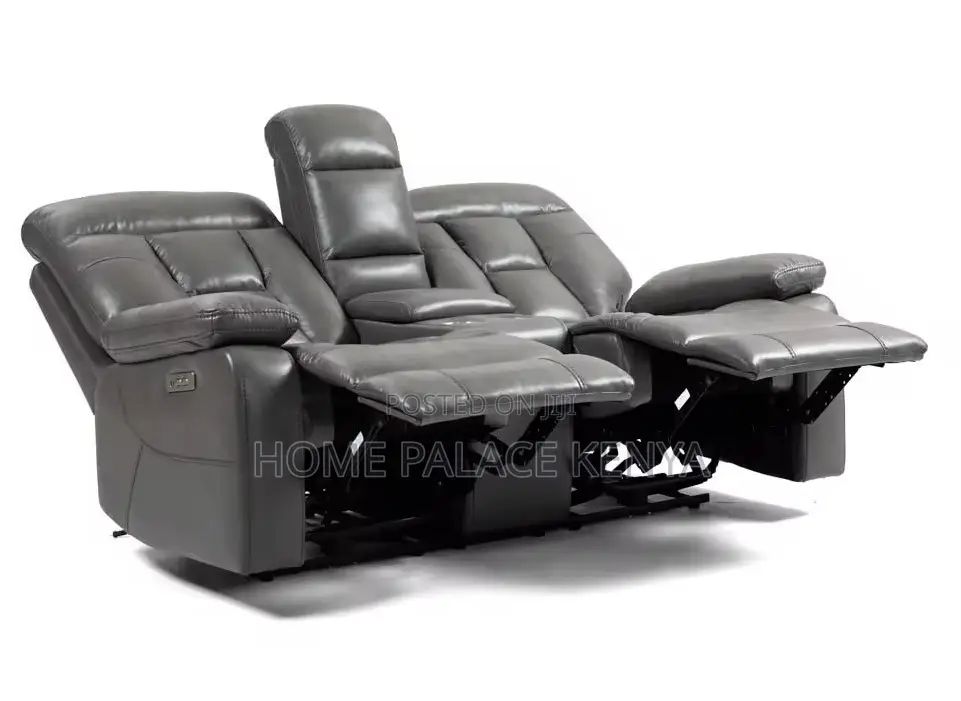 Recliner Sofa: 2 Seater Leather Recliner With Console