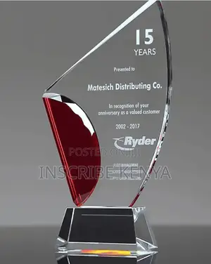 Red Wing Crystal Glass Award Trophy
