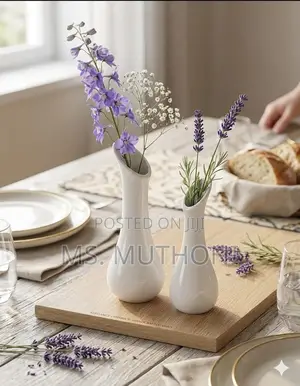 A Set of 2 Ceramic Dinning Table Slim Nose Vase*