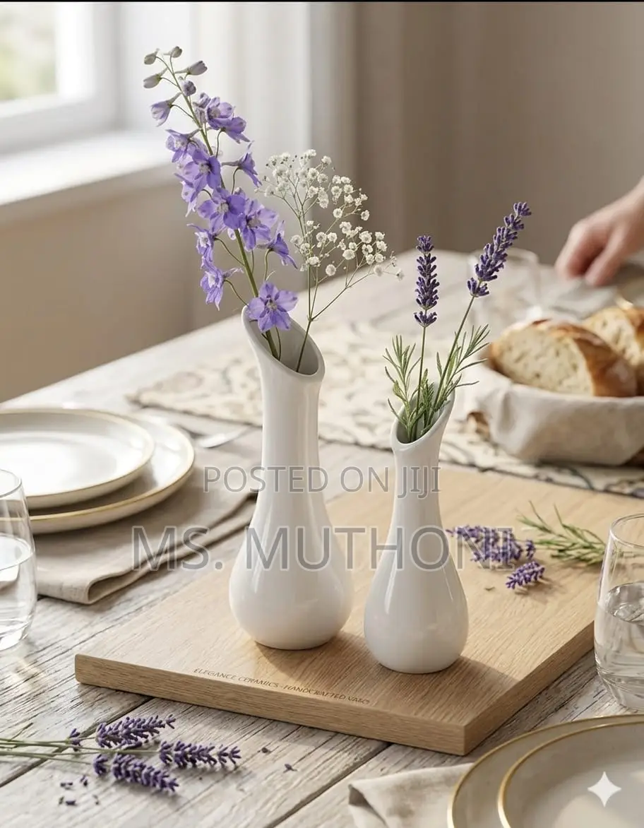 A Set of 2 Ceramic Dinning Table Slim Nose Vase*