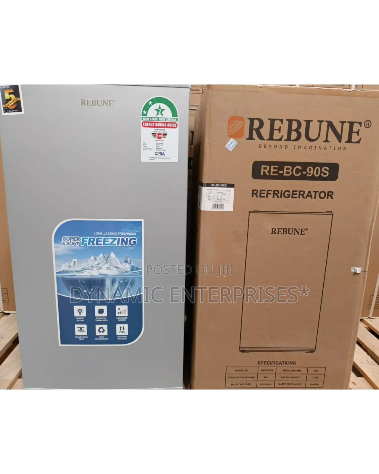 Rebune 90 Litres Dark Silver Single Door Refrigerator With Free Guard