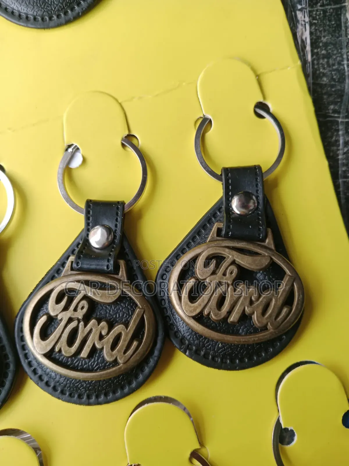 Ford Leather Key Fobs With an Antique Gold Medallion
