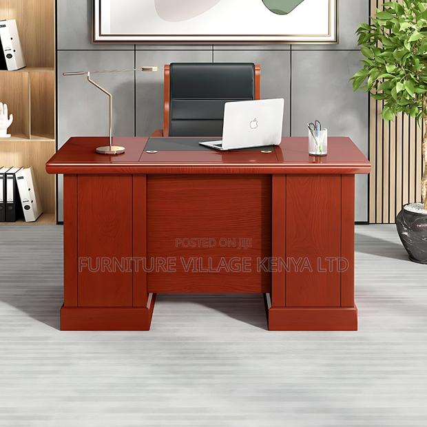 1.2m Fixed Mahogany Executive Desk With Drawers